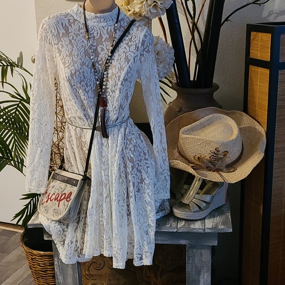 TODAY FREE PEOPLE SHEER LACE MIDI SP DRESS - Picture 11 of 17